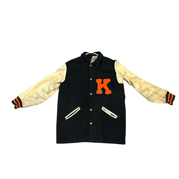 VTG 60s Lasley Knitting Kennewick WA Letterman Wool Varsity Jacket Sz L USA Made - Picture 1 of 11